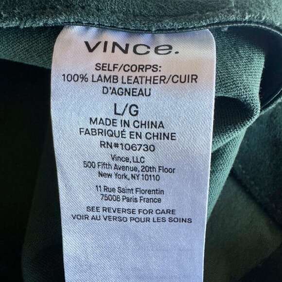 Vince 100% Lamb Leather Suede Forest Green Split Hem Leggings - Picture 8 of 11